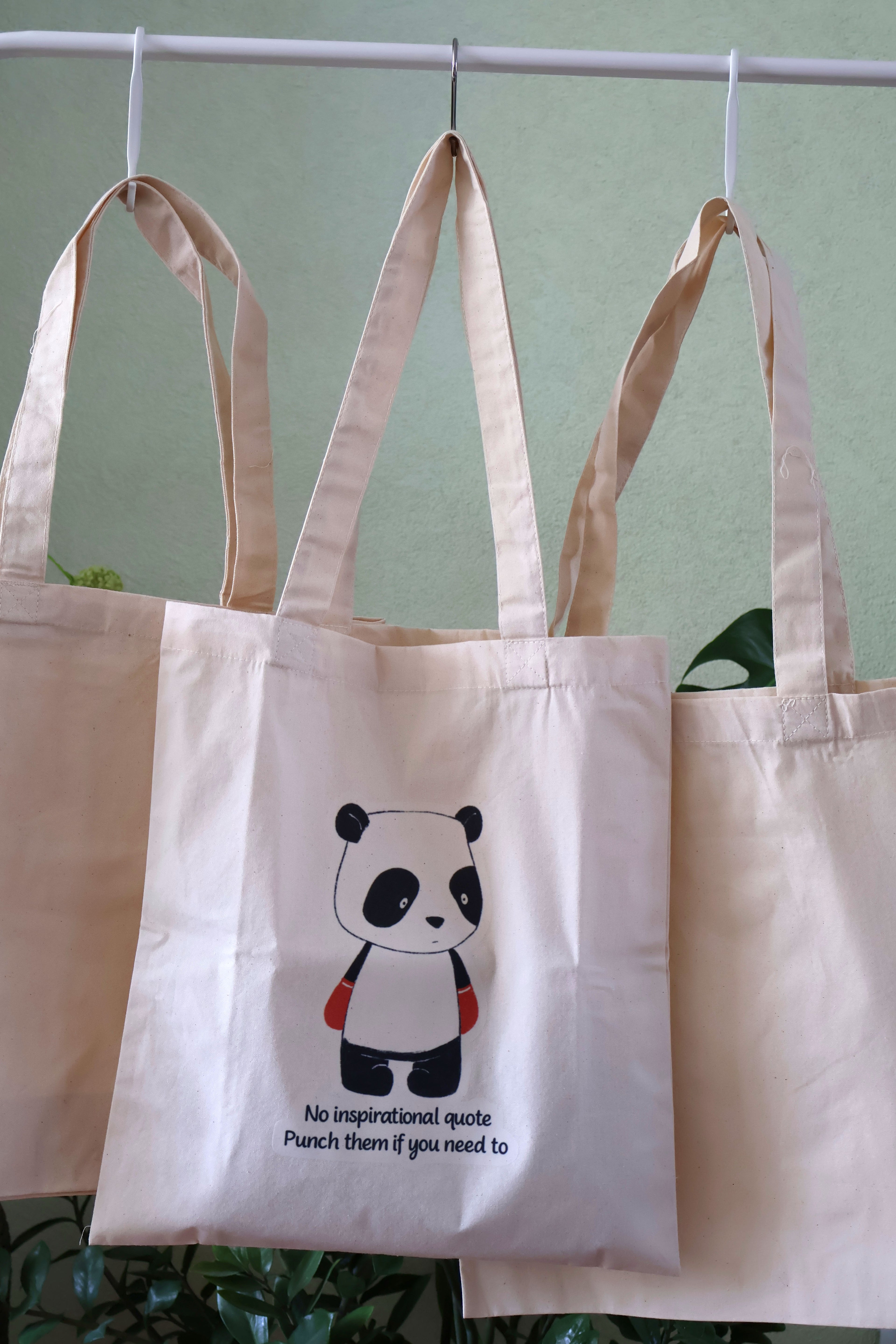 Punch them | Panda | Canvas tas